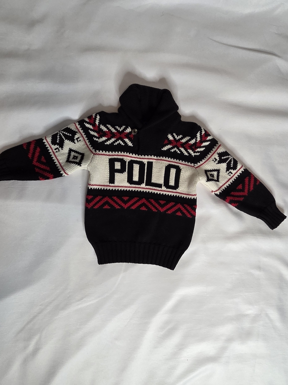 Polo by Ralph Lauren Black White Red Knit Sweater
